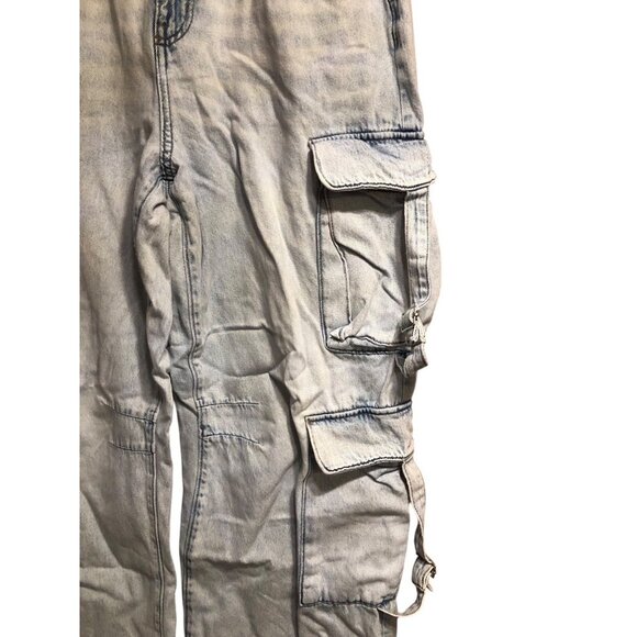 Light Blue Grunge Baggy Multi Pocket Oversize Hardware Carpenter Jeans Sz 15/32W - Picture 4 of 16